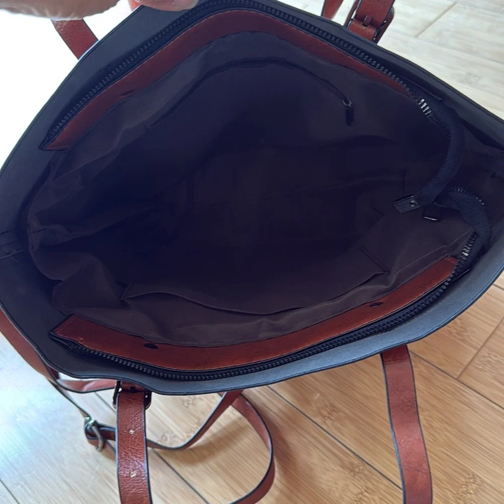 Brown Leather tote Bag with Adjustable Straps